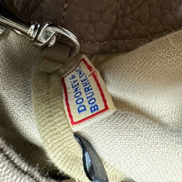 Dooney & Bourke Tan Canvas Brown Leather Knotted Strap Hobo Shoulder Bag Purse - Picture 10 of 10